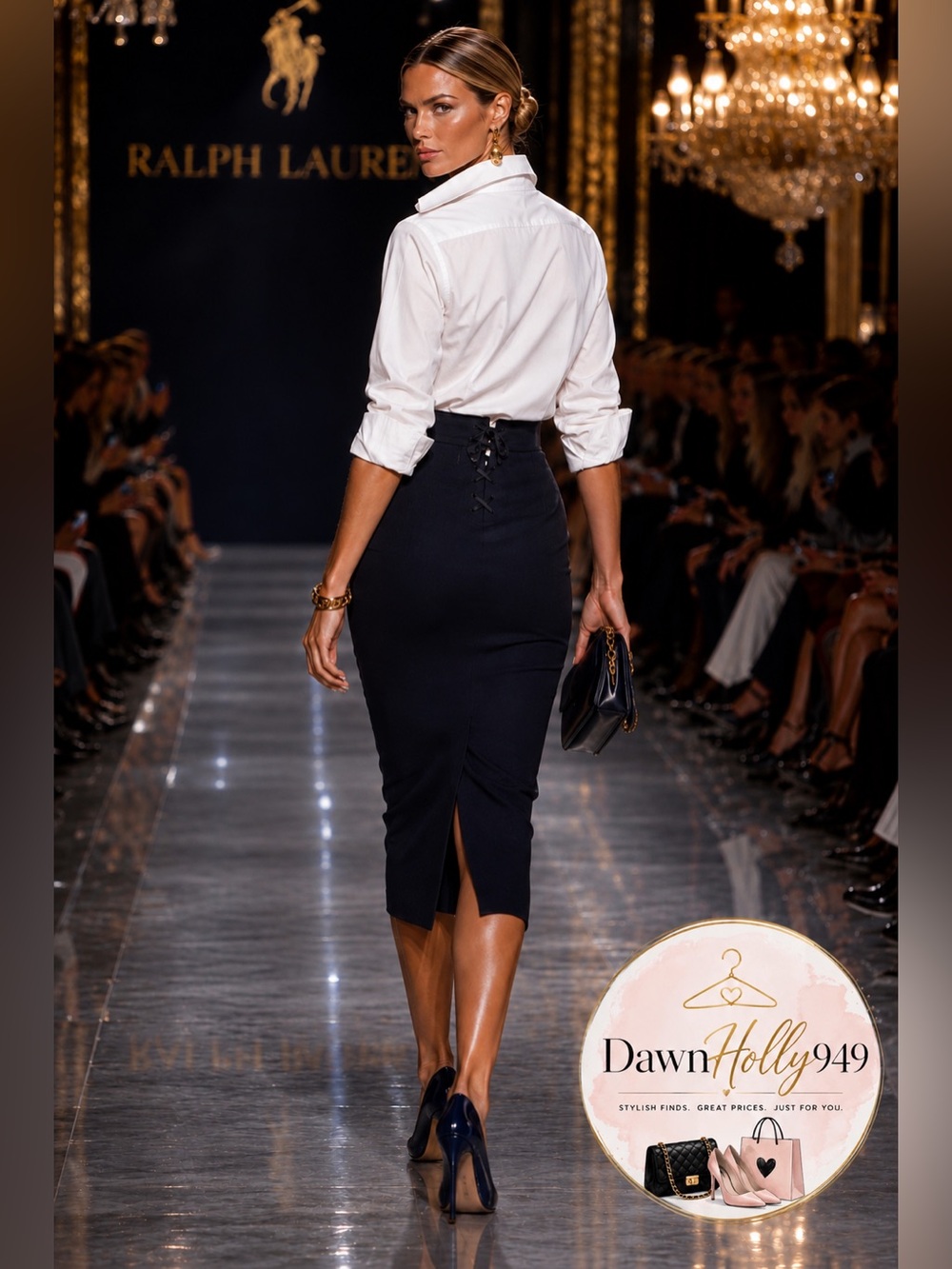 Ralph Lauren Navy Wool Midi Sailor Skirt - Picture 2 of 9